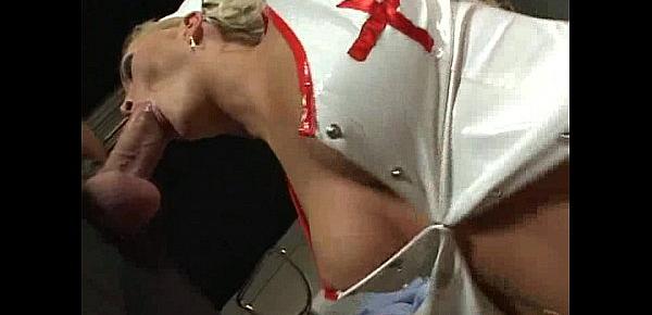  This sexy big tit blonde milf nurse is sucking a cock